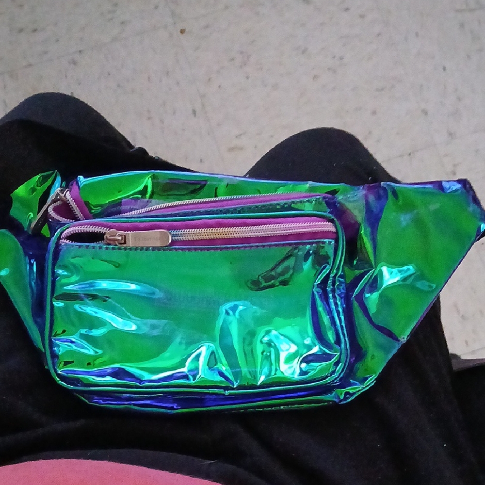 Vibrant Green Iridescent Waist Bag